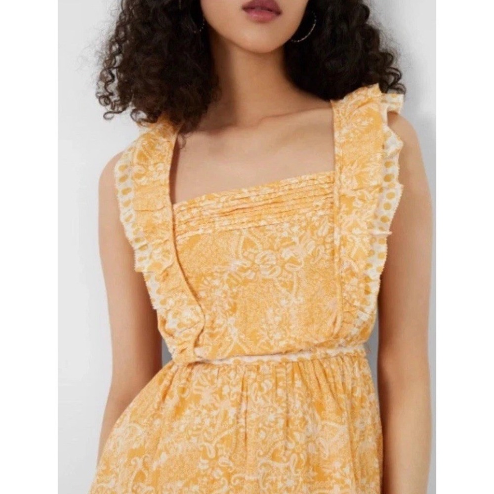 NWT FRENCH CONNECTION ADENA METALLIC SQUARE NECK OAK BUFF MINI DRESS WOMENS US 6 - Picture 13 of 14